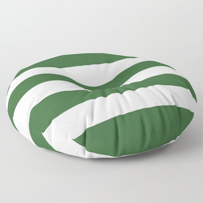 Mughal green - solid color - white stripes pattern Floor Pillow