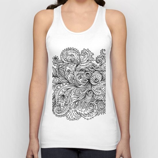 B&W Floral Indian Pattern Unisex Tank Top