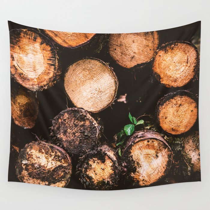 Rustic Firewood Wall Tapestry