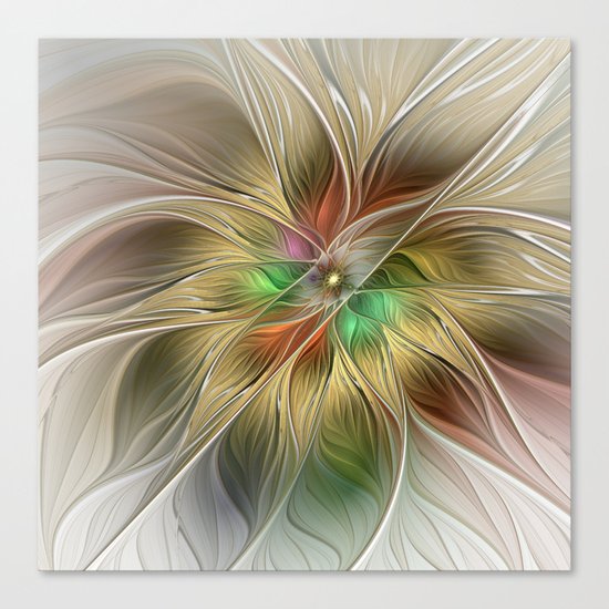 Golden Flourish, Abstract Fractal Art Canvas Print