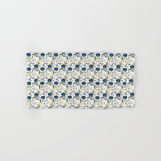 Acuarela Blue Flowers Pattern Hand & Bath Towel