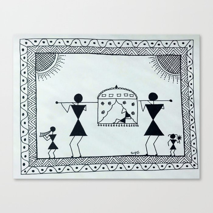 Warli Painting Canvas Print By Ranjaniart Society6 Learn about canvas textures and weights, as well as 4 different ways canvas can canvas for acrylic painting comes in a range of forms, from expensive stretched linen canvas to cheap canvas pads. warli painting canvas print by ranjaniart