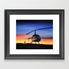 R44 Helicopter Sunrise Framed Art Print