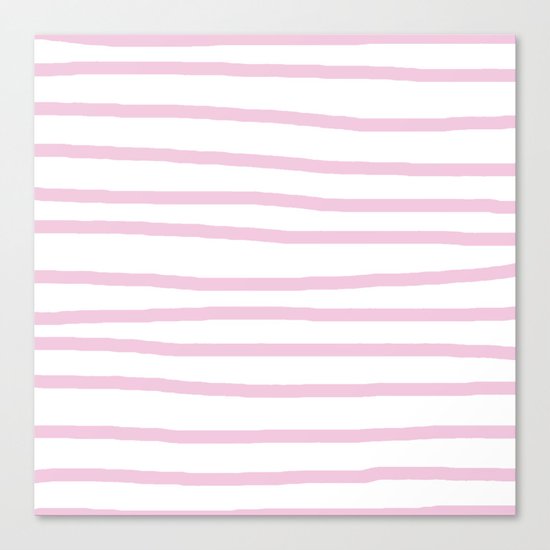 Simply Drawn Stripes in Blush Pink on White Canvas Print