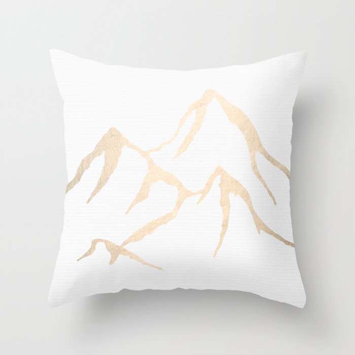 Adventure White Gold Mountains Throw Pillow By