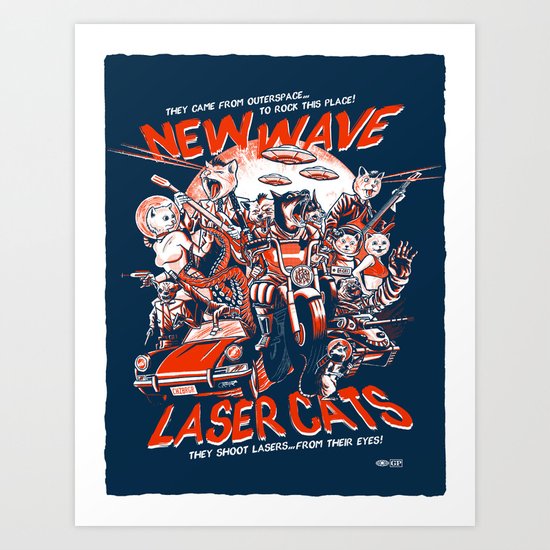 New Wave Laser Cats Art Print