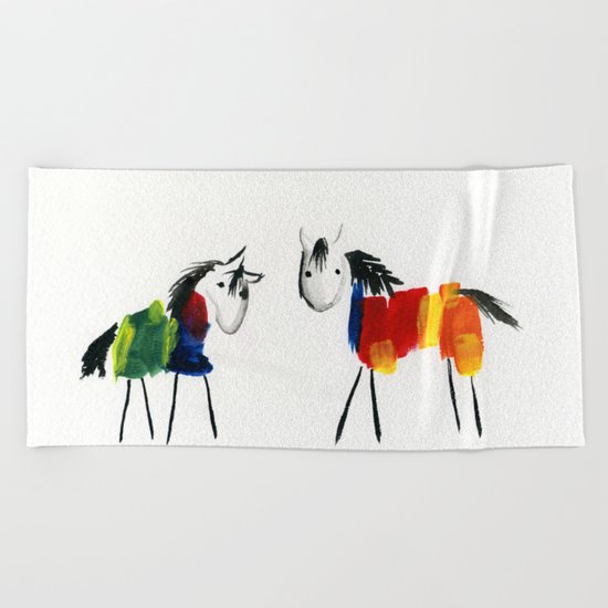 Little Rainbow Ponies Beach Towel