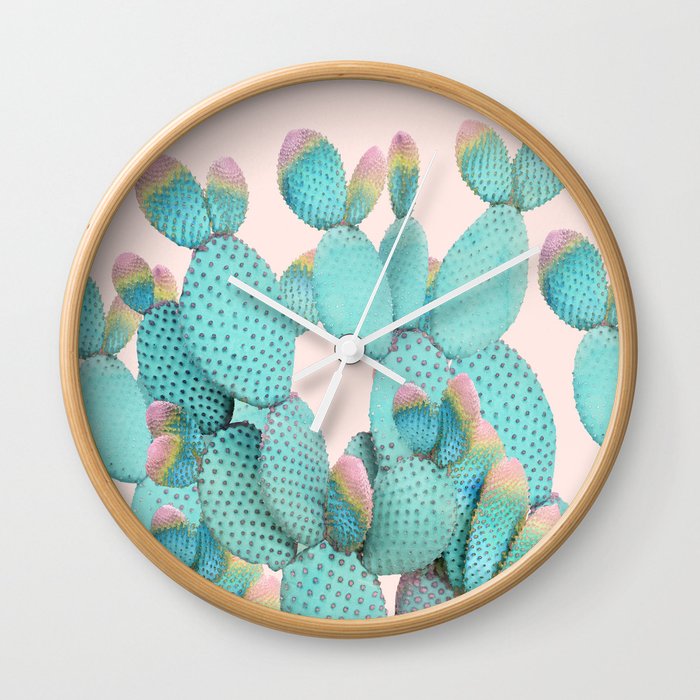 Pastel Cactus Jungle Wall Clock