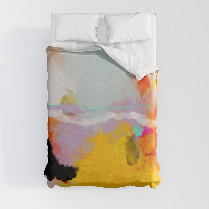 yellow blush abstract Duvet Cover