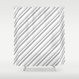[ Thumbnail: Dark Gray & White Colored Lined Pattern Shower Curtain ]