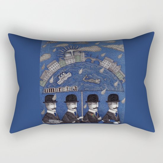 Four Men Waiting Rectangular Pillow