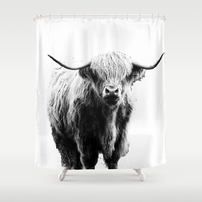 Bull Horns Shower Curtain, Highland Cow Shower Curtain Society6
