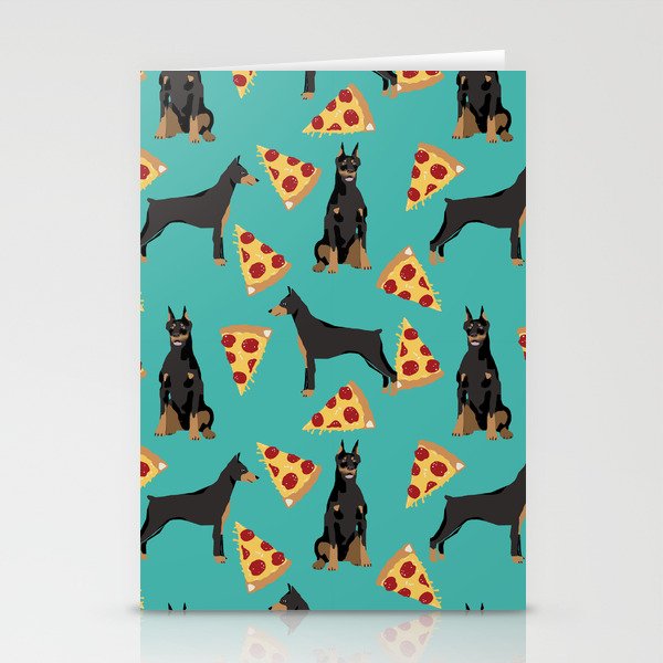 Doberman Pinscher pizza food slice foodie dog lover doberman dog owner custom dog breed Stationery Cards