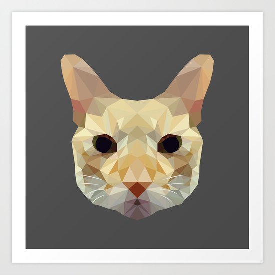 geometric cat head Art Print