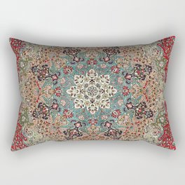 Antique Red Blue Black Persian Carpet Print Rectangular Pillow