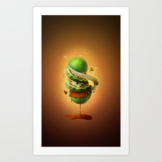 Sliced Green Wallnut Art Print