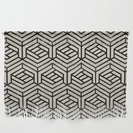 Black and Beige Cube Geometric Shape Pattern Pairs DE 2022 Trending Color Bay Salt DET642 Wall Hanging
