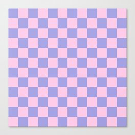 70s Checker Pattern in Rose Petal Pink and Pastel Lavender Purple Tiles Canvas Print