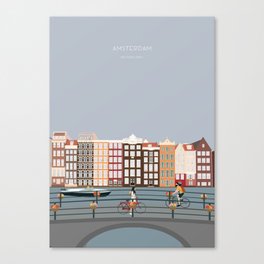 Amsterdam Travel Illustration Canvas Print