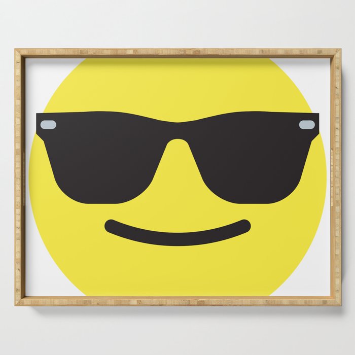 Smiling Sunglasses Face Emoji Serving Tray