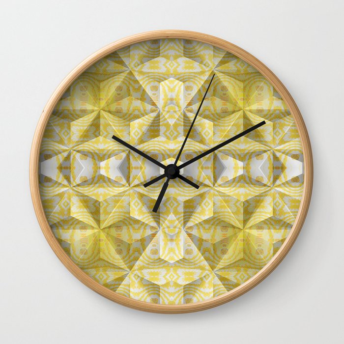 Geometric 3D Diamond Yellow Gold Print Wall Clock