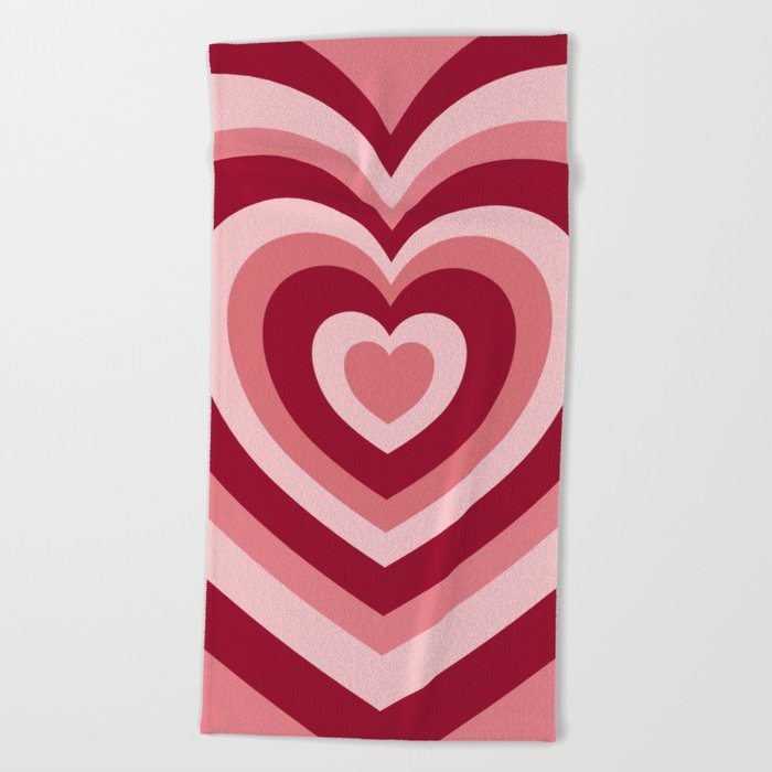 Rose Red Hypnotic Hearts Beach Towel