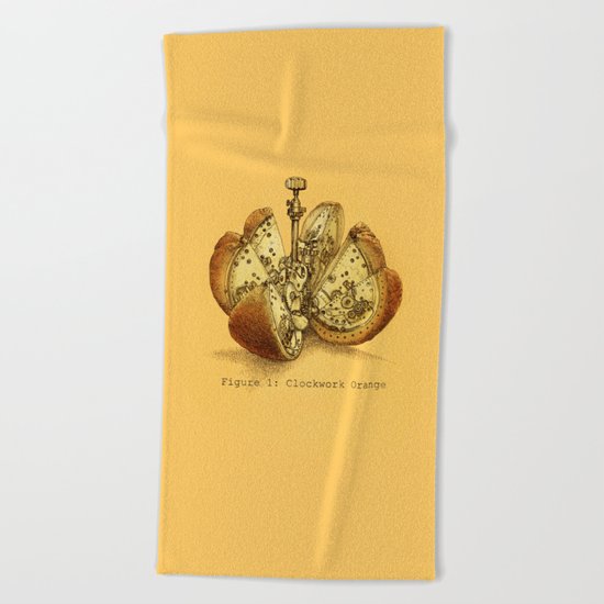 Steampunk Orange Beach Towel