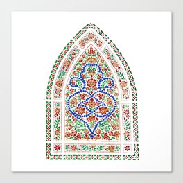 Persian Floral Stained glass Window, Kashan, Persia, Iran Canvas Print