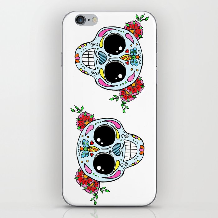 Sugar skull with flowers and bee iPhone Skin