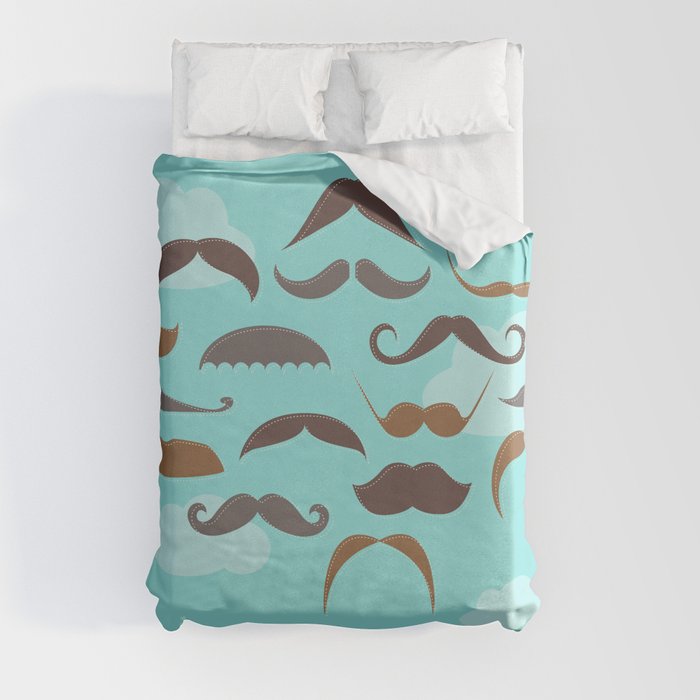 Mustaches in the Sky Duvet Cover