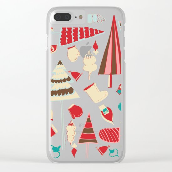 Vintage Christmas white Clear iPhone Case