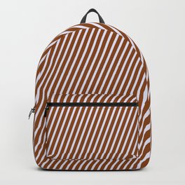 [ Thumbnail: Brown and Lavender Colored Stripes/Lines Pattern Backpack ]
