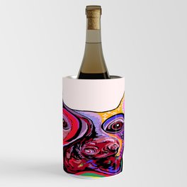 Doberman Pinscher Close Up Bright Colors Wine Chiller