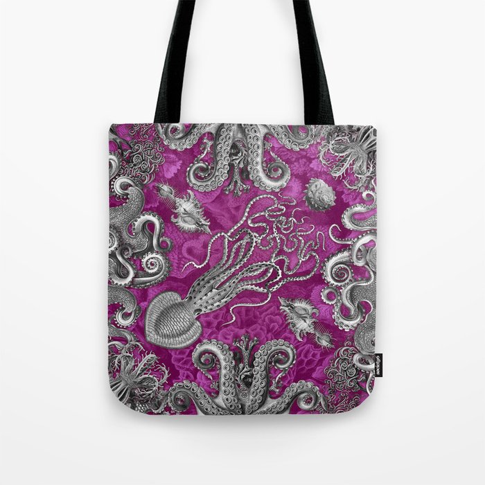 The Kraken (Pink, Square) Tote Bag