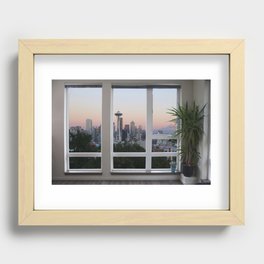 Seattle Skyline Window View Recessed Framed Print