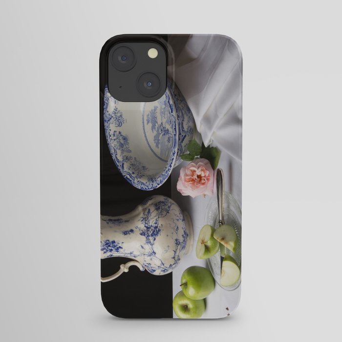 Delft blue china and apples still life iPhone Case