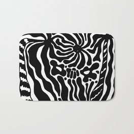 Palm Trees, Flowers and the Sun Black and White Bath Mat