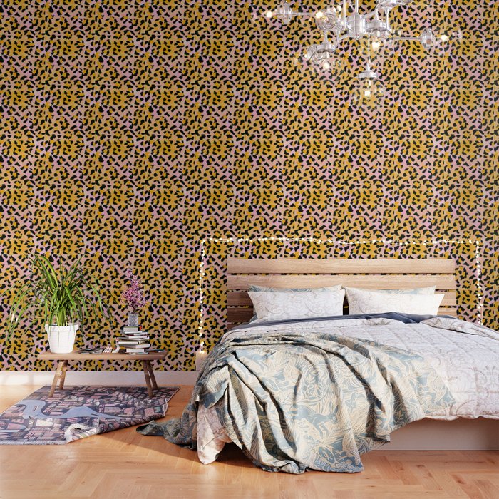 Painted Leopard Skin With Pink Yellow Tint Background Decor