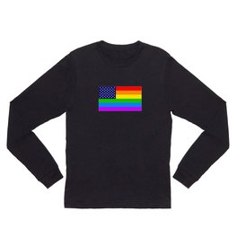 Gay USA Rainbow Flag - American LGBT Stars and Stripes Long Sleeve T Shirt