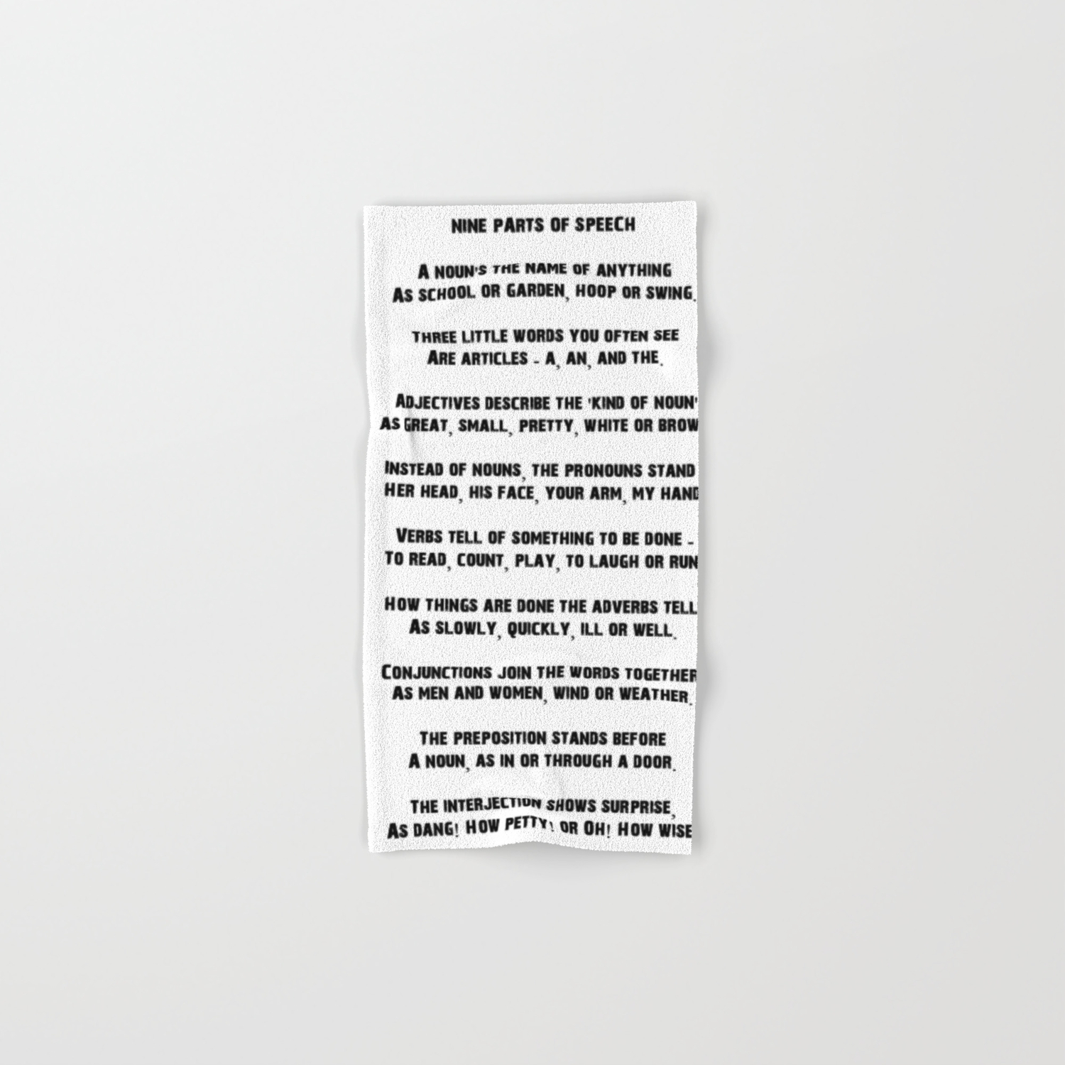 Parts Of Speech Rhyme Hand Bath Towel By Heresiarch Society6