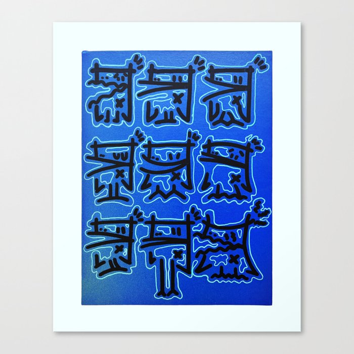 Blue Neon Ducks Canvas Print