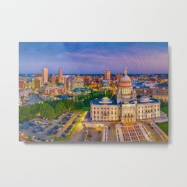Downtown Providence, Rhode Island Twilight Cityscape landscape painting Metal Print