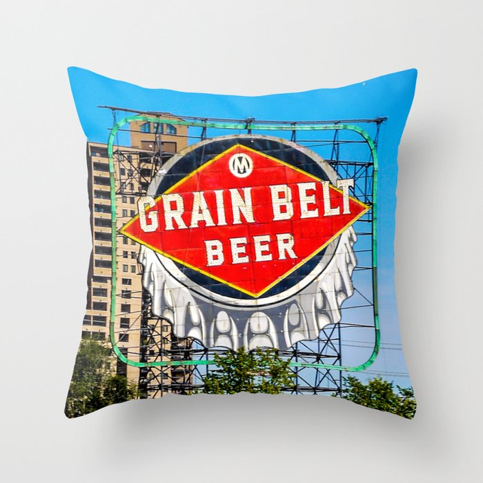 Grain Belt Beer Sign Throw Pillow