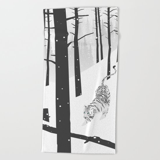 White tiger Beach Towel