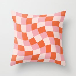 Abstract Checkered Retro 70s  Throw Pillow