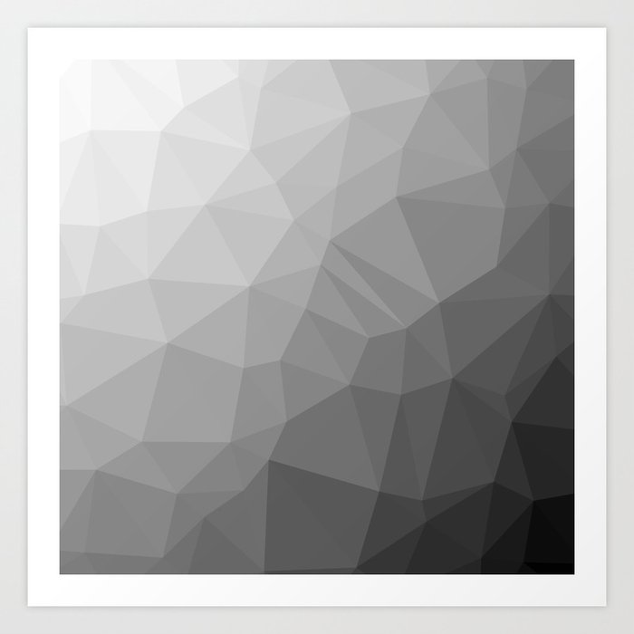 LOWPOLY BLACK AND WHITE Art Print