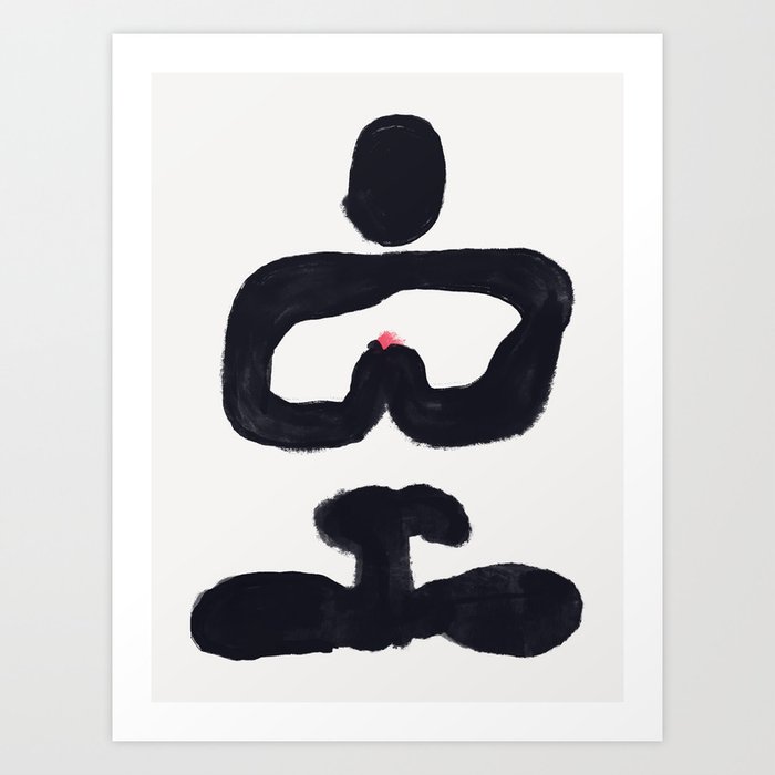 Zen Lotus meditation ink brush Art Print