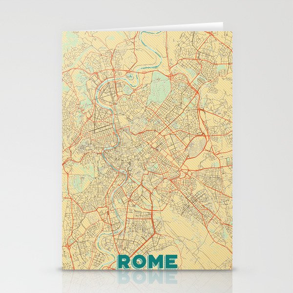 Rome Map Retro Stationery Cards