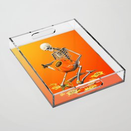 Skeleton Carving Pumpkin Acrylic Tray
