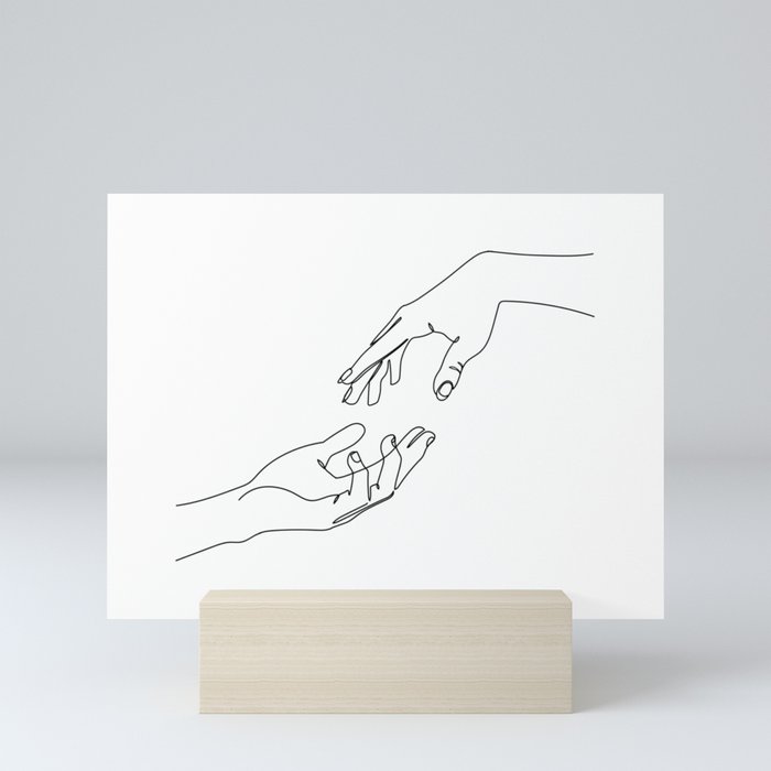 Hands Line Art Mini Art Print